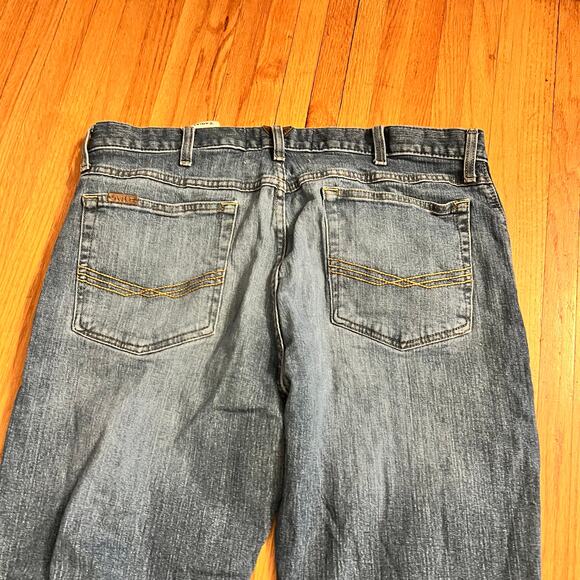 Ariat Jeans Mens 38 X32 Low Rise Boot Cotton Whisker Blue Denim Western - Picture 5 of 11